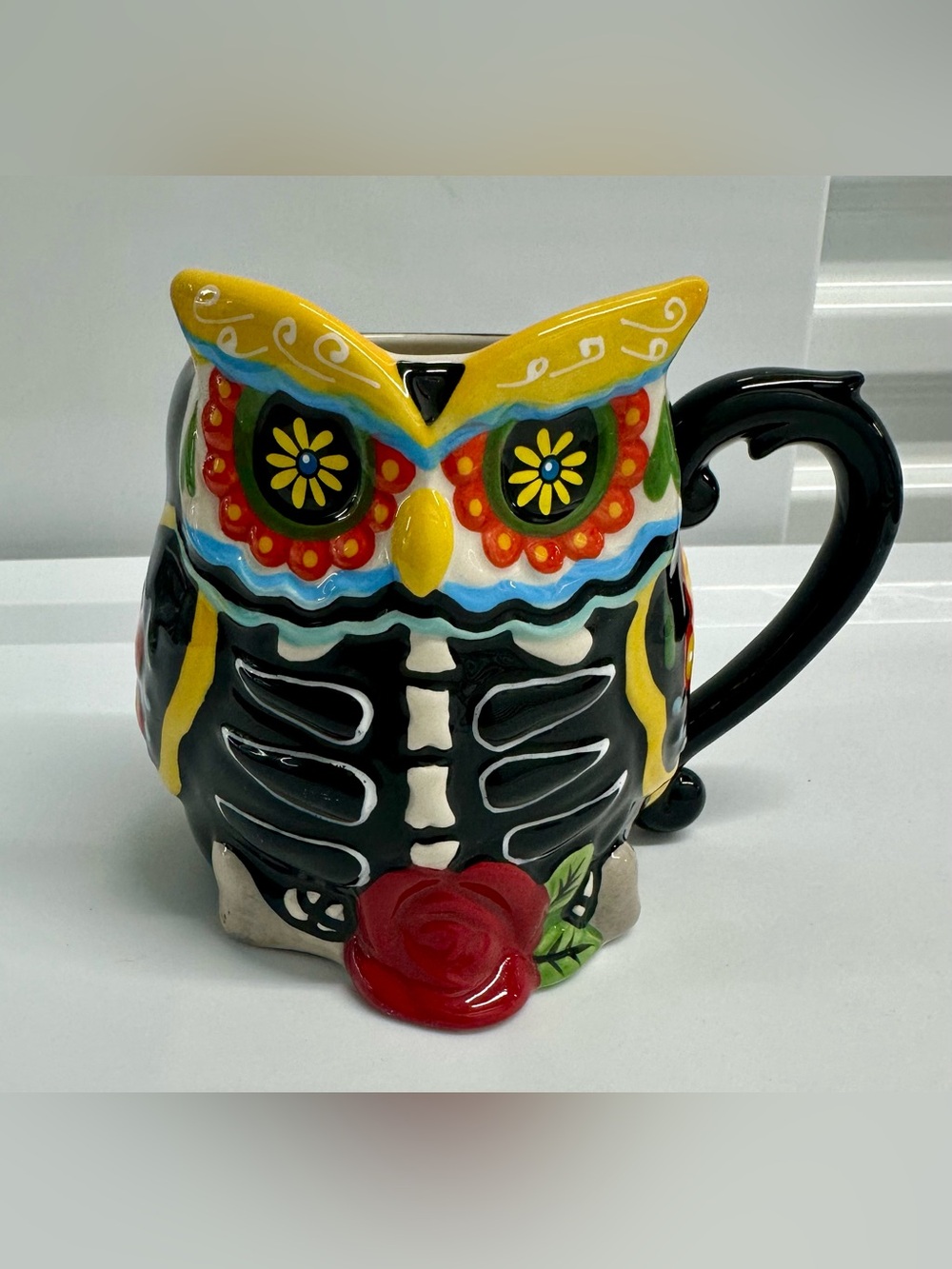 Cracker Barrel Sugar Skull Owl Day of the Dead  16oz Coffee Mug Cup